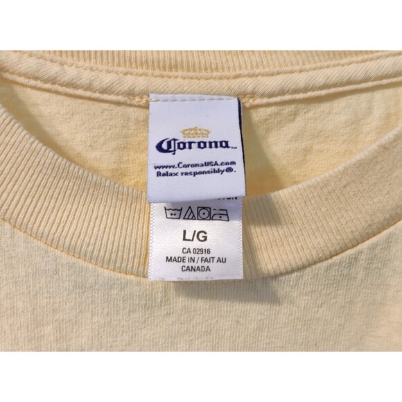 Corona Extra Beach Scene Tee Shirt Yellow, Size Large, Made In Canada. - Picture 3 of 8